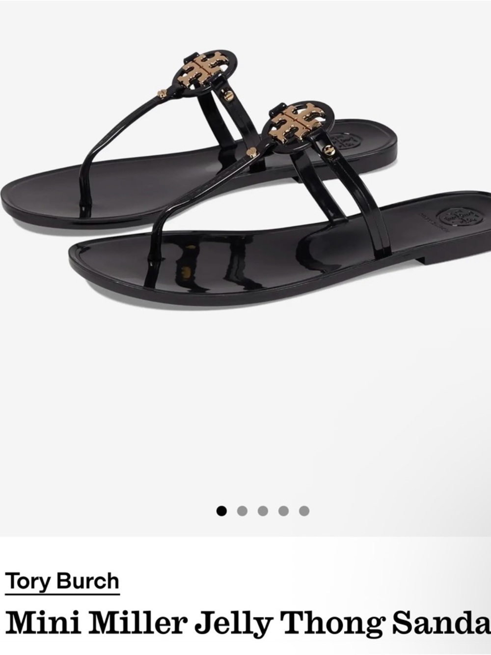 Tory Burch Black Patent Logo Medallion Thong Sandals